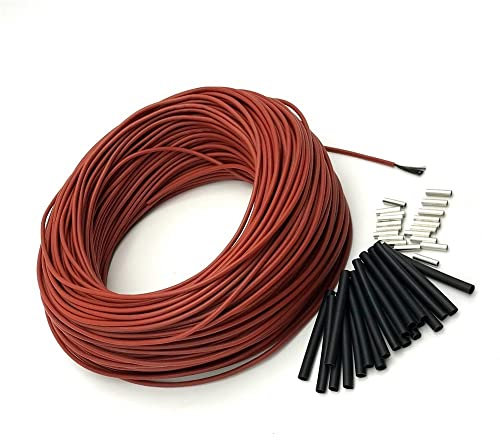 Genérico Cable de calefacción de Suelo de 220V, Cable de calefacción de Fibra de Carbono de 12K, Radiante eléctrico para Suelo cálido, casa Verde (tamaño : 30m)