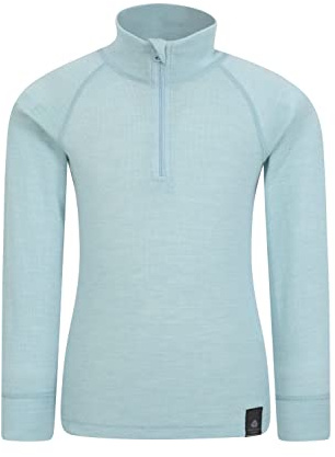 Mountain Warehouse Kids Merino Half-Zip Top - Antibacterial, Lightweight, Breathable & Moisture Wicking for Boys & Girls - Spring Summer, Camping & Outdoors