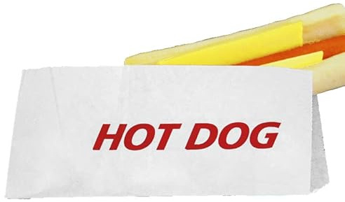 2000 Hot Dog Beutel Hotdog Taschen Anfasser 9x21cm Pergamentersatz Papier Fettdicht mit Hot Dog Aufdruck - Inkl. VerpG inD