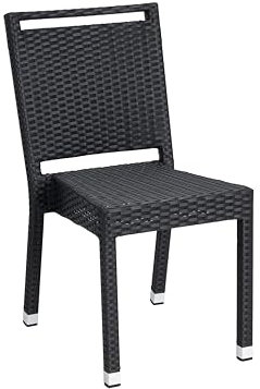 METRO Professional Gartenstuhl mit Handgriff Barbados, Aluminium/PE Rattan, 45 x 61 x 86 cm, Stapelbar, Wetterfest, 150 kg Tragkraft, Schwarz