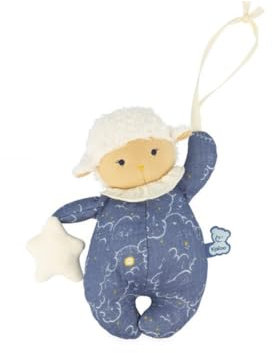 KALOO - Doux Sommeil - Musikalisches Plüschschaf - Schlaflied „La Li Lu“ - Mobile Einschlafhilfe aus Plüsch - 20 cm - Blau - Ab Geburt, K221004