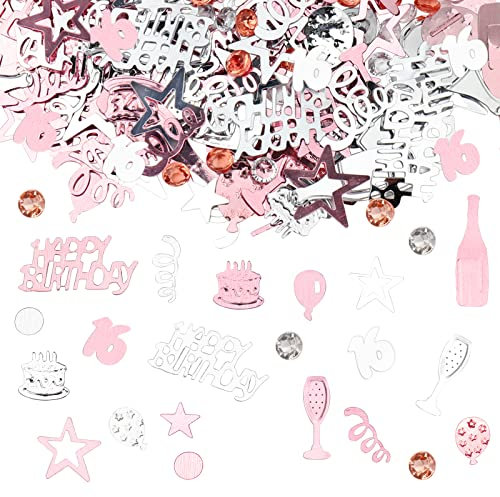 GoldRock Konfetti Rosegold Deko 16 Geburtstag Mädchen Junge,Geburtstagsdeko 16 Jahre Mädchen,Streudeko 16 Geburtstage,Sweet 16 Deko,Geburtstagsdeko Tisch,Tischdeko 16 Geburtstage Geschenke