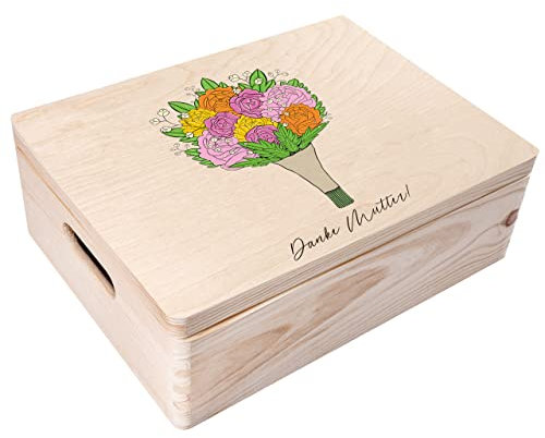 Creative Deco Personalisierte Geschenke Wunschtext Holzkiste | Dein Eigener Beliebig Text Individuelle Geschenk | Geschenkkiste Geschenkbox | Für Frauen, Männer und Paar | Bukett Motiv