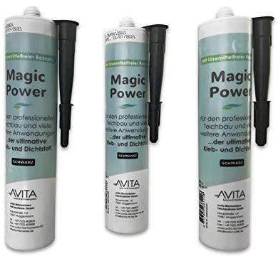 Magic Power Kleber für Teichfolie Reparatur und Abdichtung - Ideal für EPDM und PVC - DIY Teichzubehör - 3 x 290 ml