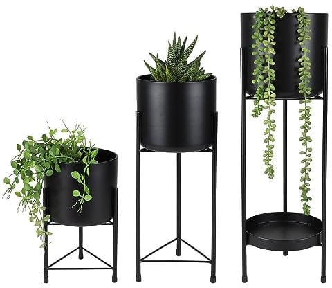 Urban Living SUNNYDAYS Garden & Metal - Cache Pot sur Pied X3 S:D17XH30CM / M:D17XH45CM / L:D19XH60CM