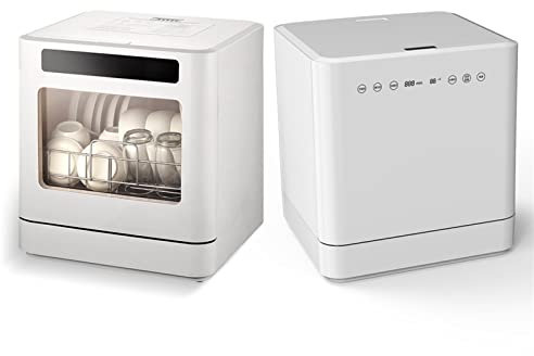 Gvqng Countertop Dishwasher, Portable Dishwasher with Built-In Water Tank, Heat Drying, 4 Washing Programs, Leak-Proof, Suitable for Apartments, Dorms, Offices, Camping