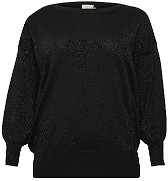 KAFFE CURVE Damen Strickpullover KCregitta Damen Große Größen Strickpullover Langarm Rundhals Glitzer Pullover Lange Ärmel