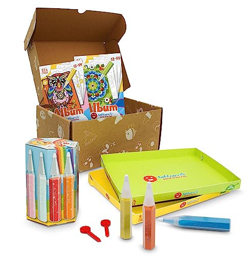 Sabbiarelli Sand-it For Fun - Box Sandsation Art, Set Trabajos Creativos, Idea de regalo para relajarse, antiestrés para niños y adultos