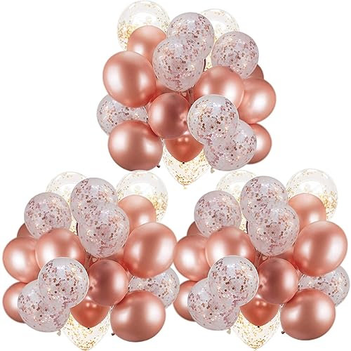 XEANCO Balloons 50 Pcs, Beautiful 10 inches Latex Balloons, Party Balloons, Wedding Balloons for Decoration, Perfect for YOUR beautiful Parties, Birthdays (Rose Gold & Confetti-50 Pcs) (XB-1)