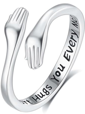 INFUSEU Ring Umarmung Silber 925, Sterling-silber Verstellbar Modell 7-8 Ring In Form Einer Umarmung Um Ihren Finger Zu Umarmen