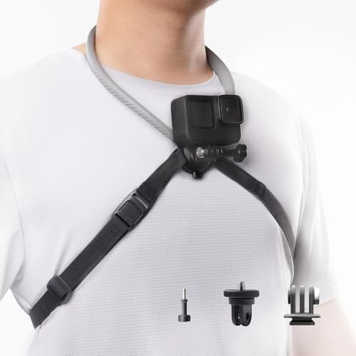 PGYTECH CapLock POV Action Camera Neck Mount for DJI OSMO Action 5 Pro/4/3/Pocket, Adjustable Chest Strap and Hand Free Video Vlog Necklace Lanyard Holder for Gopro Hero 13/12/11/10, for Insta360
