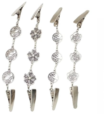 4 Pcs Pinces à Cardigan Vintage pour Femmes Broches de Chandail de Perle Épingle à Châle Antique Clip de Boucle de Cardigan de Chaîne à Maillons Pins à Clip de Châle