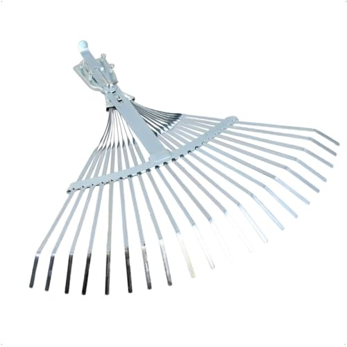 Laubbesen mit 21 Zinken, Metall Verzinkt, Verstellbar, 40-50 cm | Fächerbesen mit Schlaufenbefestigung für Stiele, ideal für die Gartenarbeit und zum Laub entfernen im Garten