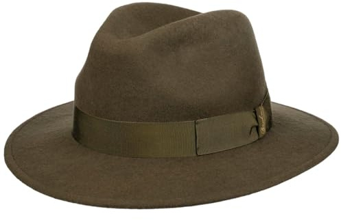 Borsalino Piemonte Traveller Wollhut Wollfilzhut Filzhut Damen/Herren - Made in Italy mit Ripsband, Ripsband Herbst-Winter Winter - 57 cm dunkeloliv