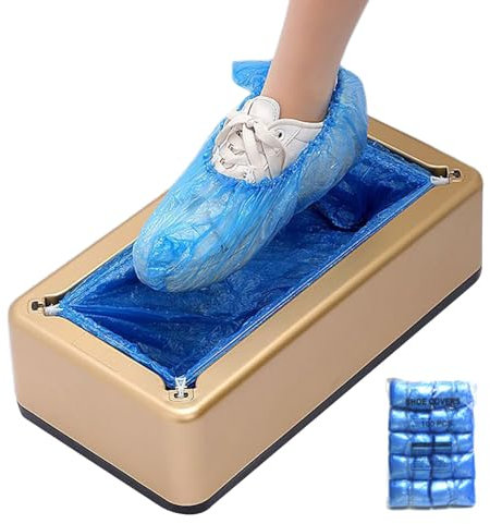 Yeazbomz Máquina de cubiertas de zapatos, dispensador automático de cubiertas de zapatos con 100 fundas desechables para zapatos, fundas antideslizantes para zapatos para el hogar, oficinas, fábrica,