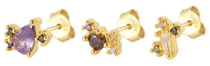 Ayoiow 925 Silber Ohrringe Damen Bunte Zirkonia Ohrstecker Gold Ohrstecker Damen Antiallergiker
