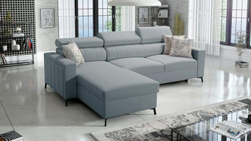 Best For Home - Bella I Maxi Ecksofa – Modernes und Komfortables Ecksofa mit Schlaffunktion und Bettkasten | Bequemes Eckschlafsofa mit Federkern, Couch mit Schlaffunktion für Wohnzimmer