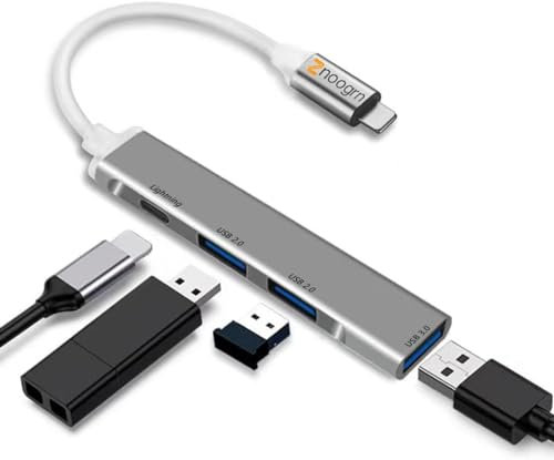 [Apple MFi Certified] Apple to USB Hub, 4-in-1 USB OTG Hub with 3 USB Ports and Fast Charging Port for iPhone/iPad, Compatible with Laptop/USB Flash Drive/Keyboard/Mouse/USB Sound Card