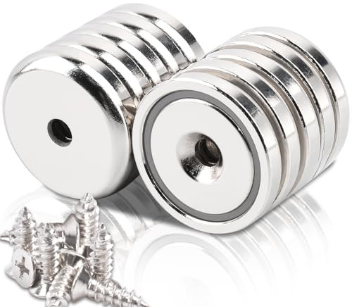 32MM Neodym Magnete Extra Stark 40KG, Magnete mit Loch 10 Stück Magnet Schrauben Groß Rund Magneten Gewinde Flach Starker Magnete Zum Schrauben für Magnettafel Küche Werkzeuge Schlüssel Topfmagnet