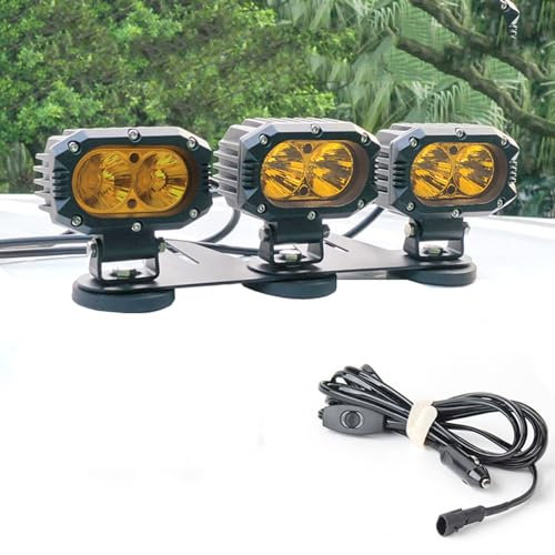 Auto-LED-Leuchten, externe Dachmagnete, Auto-Suchscheinwerfer, Nebelscheinwerfer für den Kühlergrill der vorderen Stoßstange von Geländefahrzeugen,Yellow-Light-3PCS