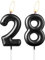 Pearl Black Number 28 Kerze, Schöne Party Cake Topper Funkelnde Schwarze Geburtstagstorte Dekoration für Frauen und Männer