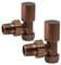 Bronze Angled Modern Standard Rounded Radiator Towel Rail Valves Central Heating (Pair) 1/2 BSP
