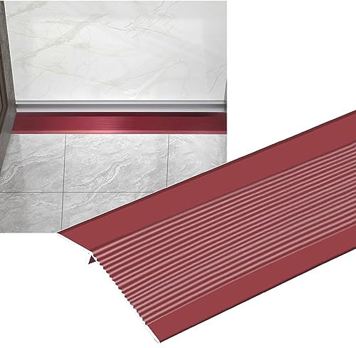 Bodenübergangsstreifen, Bodenabdeckungsstreifen, Bodenübergangsstreifen, Türkantenverkleidung für Fliesen, Laminatboden, Aluminium-Rampe/Rot/L 100 x B 10 cm (Rot, L 90 x B 10 cm)