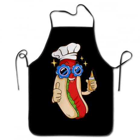 Kawani Niedliche Schürzen für Damen mit Taschen, Hot Dog Wurst, Einheitsgröße