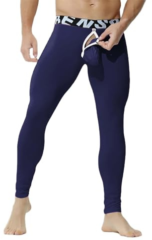 Generisch Legging thermique en coton pour homme avec caleçon long séparé