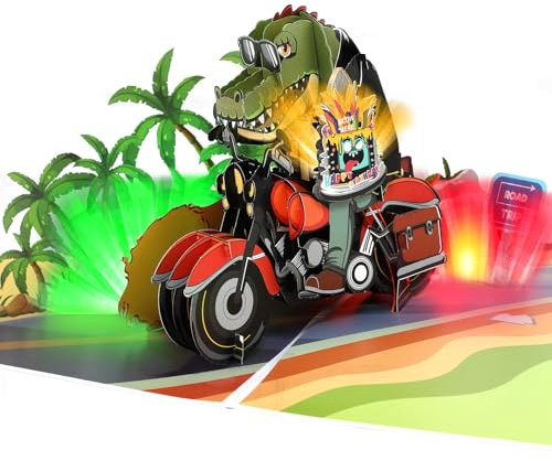 Geburtstagskarte mit Musik für Jungen, lustige 3D Krokodil Pop-Up Geburtstagskarte mit Licht & ausblasbarer Kerze, Happy Birthday Karte als Geschenk für Jungen, Mann, Männer, Kinder, Herren, Mädchen