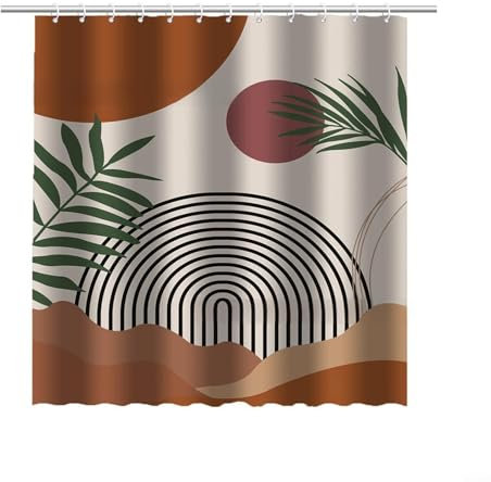 Tenda da doccia da bagno con stampa a foglie, lavabile in lavatrice e impermeabile; ideale per case, camper o camper (90 x 180 cm)