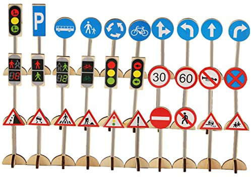 BESTonZON Panneaux De Signalisation Routière Jouet pour Garçon Fille Modèle De Signalisation Routière Éducatif Jouet Apprentissage Cognitif