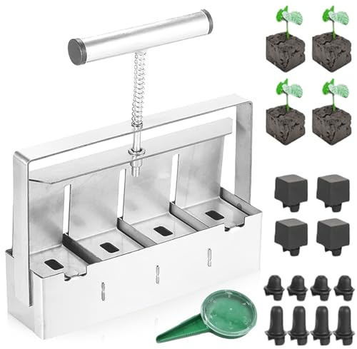 Soil Blocker, blocco del terreno, pressa a terra, 5,1 cm, Soil Block Maker, blocco del pavimento con strumento di semina per terriccio di fiori, terriccio
