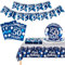 Yiran Cheers to 50th Years Party Tableware Decorations,Tableware Includes Navy Blue Silver Banner Napkins Paper Plates Table Cloth Cover for Men,Women,Him,Her 50th Birthday Party Celebration Supplies