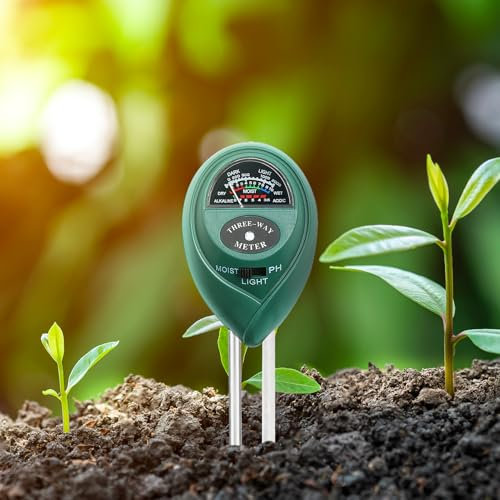 LANAFAY 3-in-1 Soil PH Meter, Soil Moisture Meter, Soil PH Tester, Plant Soil Testing Kit with Soil Moisture, Light and PH Tester for Indoor and Outdoor Vegetable Garden Lawns(No Battery Needed)