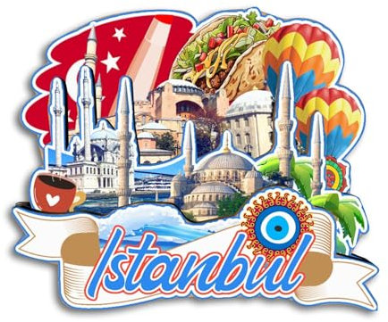 Quwsne Kühlschrankmagnet Istanbul Türkei Kühlschrankmagnet Stadt Reise Souvenirs Touristengeschenke 3D klassische Sehenswürdigkeiten handgefertigt Handwerk Heimdekoration -3784