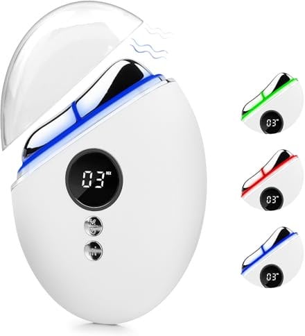 EMS Gua Sha, Gesichtsmassagegerät mit Smart 3 Modi, Gua Sha Elektrisch mit Vibration & Wärme, mit Rotlicht, Blau, Grün, EMS Gerät Gesicht, EMS Gerät Gesicht für Gesichtsstraffung