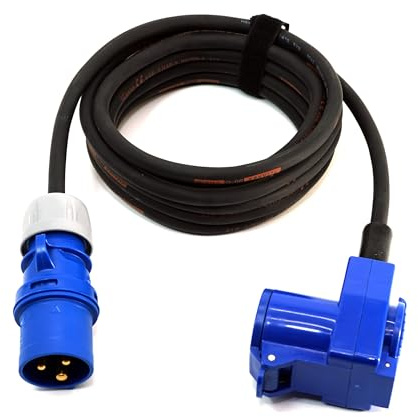 Event-Kabel&more – CEE-Camping-Verlängerungskabel 3x2,5mm² mit CEE-Stecker & Winkelkupplung mit integrierter Schuko-Steckdose, 16A, 230V TITANEX-Gummikabel (1,5m-50m) Camping-Line (10 Meter)