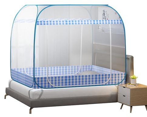 NEYTIIR Zanzariera Pieghevole Per Letto A Baldacchino, Tenda Da Letto Traspirante E Anti-Luce, Tenda Da Sogno Per Zanzariera(Blue,1m)