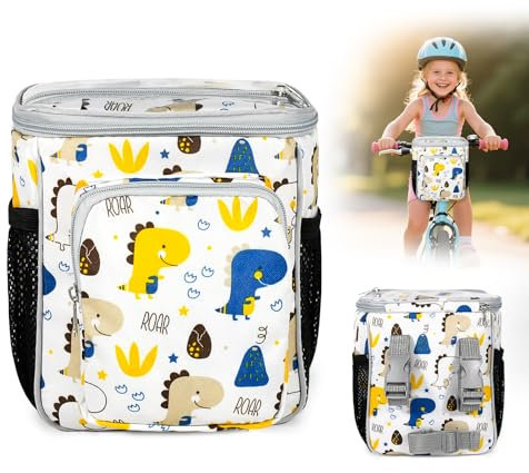 Esoes Lenkertasche Kinder, Fahrradtasche Kinderfahrrad mit Dinosaurier Motiv und DREI Taschen Fahrrad Lenker Tasche Wasserdicht Fahrradkorb Laufradtasche Lenkerkorb für Laufrad Fahrrad Roller Dreirad