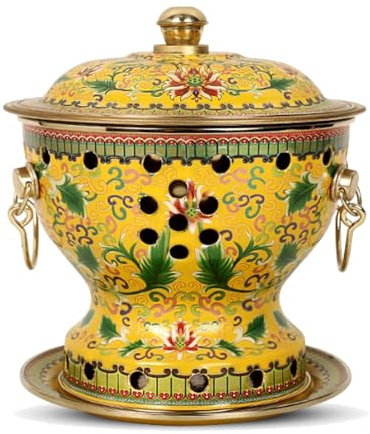 Chinesischer Kupfer-Hot Pot – traditioneller Peking-Stil für Familienfeiern, Freunde und Partys – langlebiger Edelstahl, ideal für Küche und Schlafsaal, gelbe Farbe