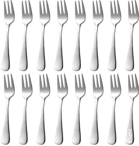 Set di forchette per ostriche a 3 punte, 36 pezzi, in acciaio inox lucidato a specchio, manico aerodinamico, elegante e di lunga durata, per piccoli alimenti e ostriche, ideale per uso in ristorante e