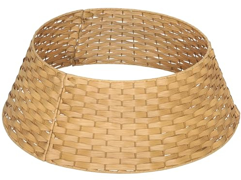 HOMCOM Weihnachtsbaumrock, Ø 68cm Weihnachtsbaum Kragen aus Kunststoff, für den Christbaum Ständer, Weihnachtsbaumständer Abdeckung für Zuhause, Party, Dekoration, Naturholz