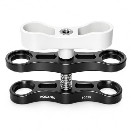 2,5 cm Lange Standard-Klemmhalterung, 360°-Clip-Adapterhalterung für Unterwasser-Tauchlichtarm-Tablett, Fotografie, Tauchkamera, Action-Kamera, Taschenlampenarmsystem, Schwarz und Weiß