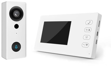 Swokely Kabellose 2,4G Video-Türklingel mit 4,3 Zoll IPS Display, Gegensprechanlage mit Nachtsicht, Schwarz für Haus und Villa