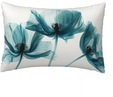 2er Set Samt Kissenbezug 35x55 cm Weiche Kissenhülle Türkis Zierkissenbezüge Sofakissen Blume Dekokissen Kissenbezüge Zierkissen Kissenhülle Couch Kissen Deko für Wohnzimmer Schlafzimmer Bett -TER311