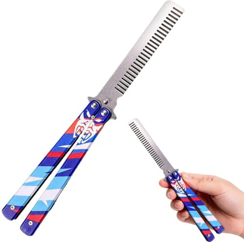1 PCS Butterfly Comb, Butterfly Knife Comb Steel Foldable Colorful | Butterflies practice combs, portable, metal combs for travel, casual leisure, daily hair styling use