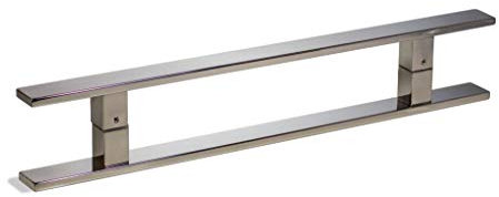 18 Inches Long Back to Back Modern Front Door Handles in Chrome Mirror Polished Finish, Stainless Steel Door Handle Pulls for Shower Glass Doors Wooden Barn Doors, Flat Square Rectangular Shape Bar