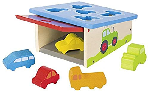 Goki 58668 Vehículos Holzpuzzles-Formenbox, bunt