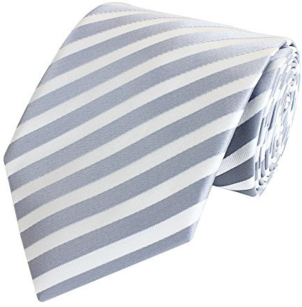 Fabio Farini - Elegante Herren Krawatten gestreift - 6cm/8cm Breite - Männer Schlips als Geschenk oder Anlässe silber weiß 6cm